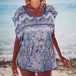 Victorias Secret VS Swimsuit Cover Up Boho Tassel Pom Pom Trim Tie Back Small